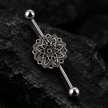 Серьга штанга для индастриал Asteel Цветок