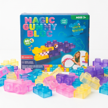 М'який сенсорний желейний конструктор-антистрес Magic Gummy Bloc 40 деталей для дітей 3+