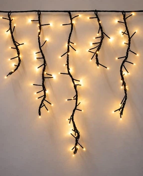 Вулична гірлянда Бахрома «ФЕЄРВЕРК» 240 LED, 2,5м × 0,6м, чорний каучук 3,3 мм, теплий білий, IP65, 220 В, 1578-07