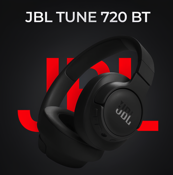 Беспроводные полноразмерные наушники JBL Tune 720BT Black. Беспроводная гарнитура с автономностью до 76 часов и фирменным басом JBL Pure Bass