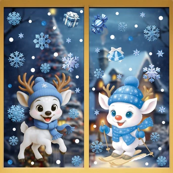 Новорічний декор для вікон та дзеркал Christmas Window Stickers (BQ 538+540)