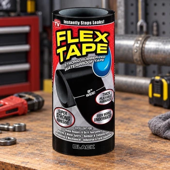Водонепроницаемая ремонтная клейкая лента Fast Tape Flex Tape 20 × 150 см черная