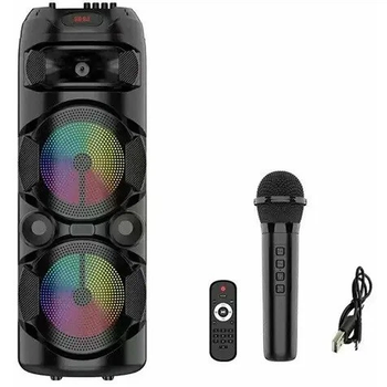 Переносная Bluetooth-колонка ZQS8220S 20 Вт 8” с микрофоном и пультом акустическая система для караоке Черный