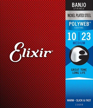 Струны для банджо Elixir 11650 Polyweb Nickel Plated Steel Medium 10/23