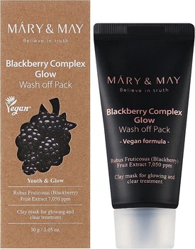 Антиоксидантна глиняна маска з ожиною для сяяння шкіри Mary&May Blackberry Complex Glow Wash Off Pack 30g