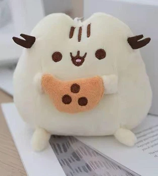 Плюшевий Брелок-іграшка Кіт Пушин з печивом у лапках (Pusheen з печивом), 10 см