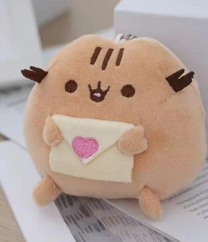 М'яка іграшка-брелок Кіт Пушин з конвертом (Pusheen the Cat), світло-коричневій, 10см