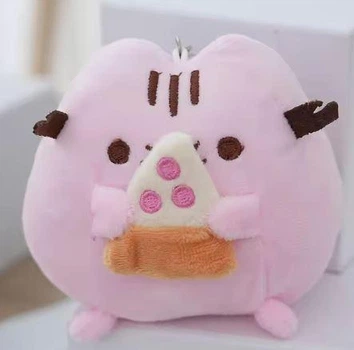 Плюшевий брелок м'яка іграшка кіт Пушин з піцою в лапках (Pusheen з піцою), 10 см (Рожевий)