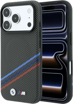 Чохол для смартфона BMW M Quadrille Kevlar Print Tricolor Lines & Metal Logo MagSafe для Apple iPhone 18 Pro / Apple iPhone 17 Pro Anthracite (3666339669485)