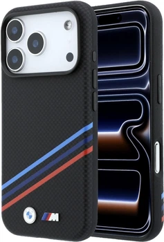 Чохол для смартфона BMW M Quadrille Kevlar Print Tricolor Lines & Metal Logo MagSafe для Apple iPhone 18 Pro Max / Apple iPhone 17 Pro Max Black (3666339669348)