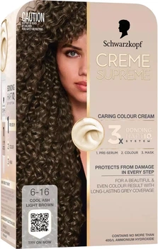 Фарба для волосся Schwarzkopf Creme Supreme 6-16 Холодний попелястий темно-русявий 182 мл (9000101745801)