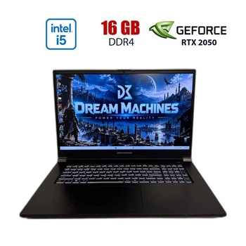 Игровой ноутбук Б-класс Dream Machines RG2050-17UA31 / 17.3" (1920x1080) IPS / Intel Core i5-12450H (8 (12) ядер по 2.0 - 4.4 GHz) / 16 GB DDR4 / 1000 GB SSD M.2 NVMe / nVidia GeForce RTX 2050, 4 GB GDDR6, 64-bit / WebCam б/у