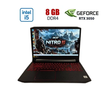 Ноутбук Б-класс Acer Nitro 5 AN515-55 / 15.6" (1920x1080) IPS / Intel Core i5-10300H (4 (8) ядер по 2.5 - 4.5 GHz) / 8 GB DDR4 / 256 GB SSD / nVidia GeForce RTX 3050, 4 GB GDDR6, 128-bit / WebCam б/у