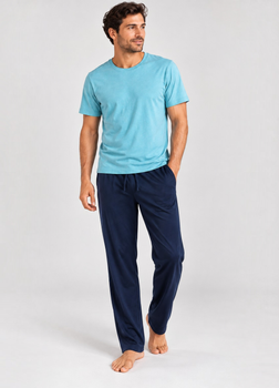 Мужской комплект для дома и сна Livergy men’s pajama L (EUR 52-54) Хлопковая пижама Футболка + Штаны Бирюзовый (10238)