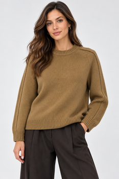 Жіночий светер вовняний LITURE MKLT2311 - Коричневий, Oversize 42/52
