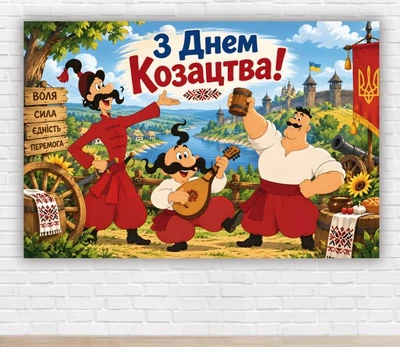 Паперовий плакат. З Днем українського козацтва "Слава Україні", розмір 100х150 см