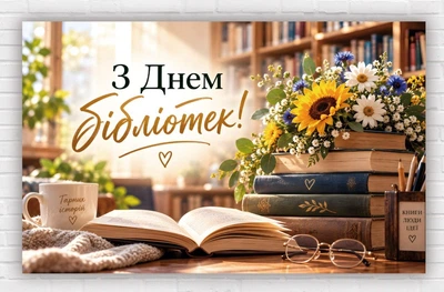Паперовий плакат "З днем бібліотек", розмір 120х75 см