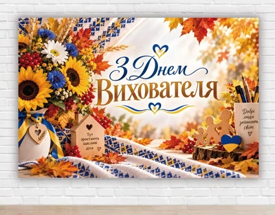 Паперовий плакат. З днем вихователя "Вишиванка" 1х1,5 м