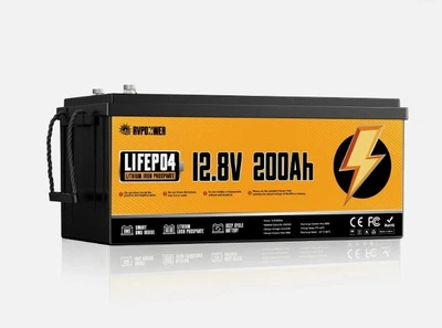 Аккумулятор Lifepo4 200 Ач 12.8 В Литий-железо-фосфат RVPOZWER 12V 200 Ah 2560Wh 200A BMS для инвертора, солнечной системы, ИБП