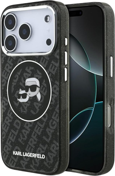 Чохол Karl Lagerfeld IML Glitter Karl & Choupette Heads Logo MagSafe для Apple iPhone 17 Pro Black (3666339498757)