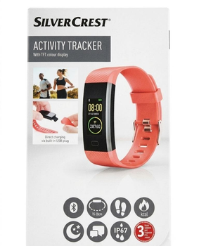 Фитнес-браслет SilverCrest Activity Tracker, цветной TFT-дисплей, IP67, красный