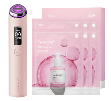 Набір рожевий Medicube Booster Pro X2 Pink + PDRN Pink Peptide Serum Mask 6 шт