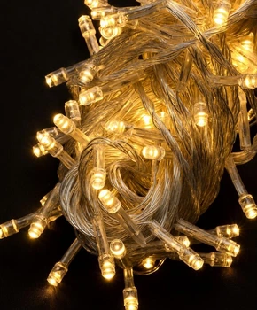 Гірлянда 100 LED, 6 м, 8 режимів, прозорий провід, теплий білий, 1110-07