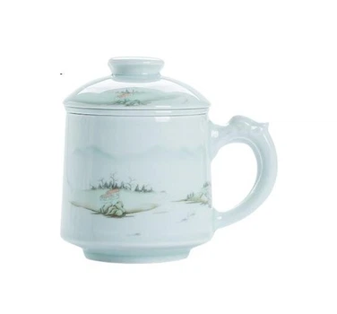 Керамическая чайная чашка Changnan Jingdezhen, с крышкой и ситечком, в подарочной коробке