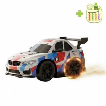 Полноприводная дрифтовая машинка на радиоуправлении 4WD Drift Car с эффектом искр и подсветкой фар, Белая+подарок, 6+