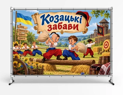 Баннер "День Казачества. Казацкие забавы" размер 2х3 м. С люверсами.