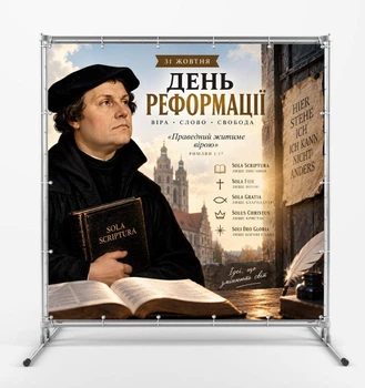 Баннер «День Реформации» – Мартин Лютер, размер 2х2м. С люверсами.