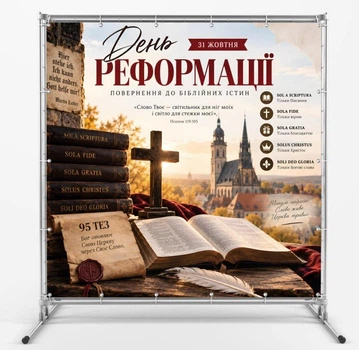 Баннер «День Реформации. Слово Твое... Псалом 119:105», размер 2х2м. С люверсами.