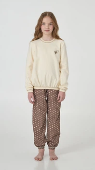 Піжама дитяча для дівчинки тепла ellen warm feelings gpf 0481/02/02 116 см беж/коричневий