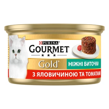 Консервированный корм Purina Gourmet Gold Нежные биточки с говядиной и томатом 85 г (7613035442474) x12 шт.