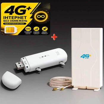 Мобільний 4G USB Wi-Fi модем/роутер ZTE MF79U + зовнішня MiMo 4G (LTE) антена 9 dB + Оплачений 1 місяць безлімітного інтернету Lifecell у подарунок