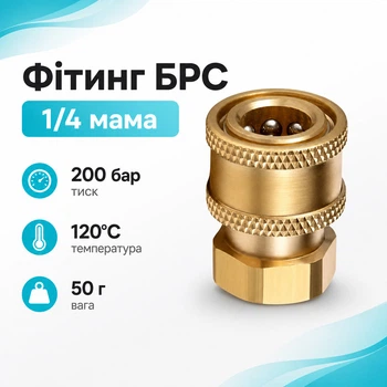 Фитинг БРС гидравлический 1/4, уплотнение STD, для моек высокого давления, латунь