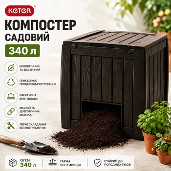 Компостер садовый пластиковый Keter DECO 340 л (17196661) Коричневый