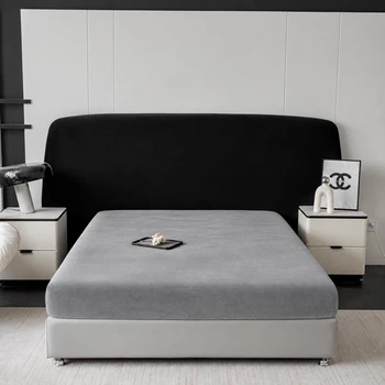 Простынь На Резинке Велюровая 160 х 200 см высота 25 см Серое