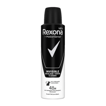 Антиперспірант чоловічий аерозольний Rexona Men невидимий на чорному та білому 150 мл