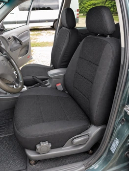 Чехлы на сиденья Мерседес W203 С-Клас (Mercedes C-Class W203) 2000-2007, модельные, тканевые, комплект, черные
