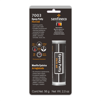 Двухкомпонентная эпоксидная шпатлевка Senfineco 7003 Epoxy Putty Quick Steel, 56 г