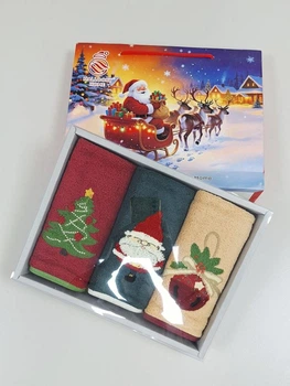 Подарочный набор кухонных салфеток с петелькой из микрофибры 3 шт Malloory Home Новогодние