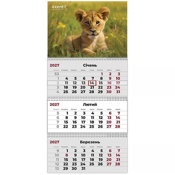 Календарь настенный квартальный 2027г, 3 пр., Animals 3