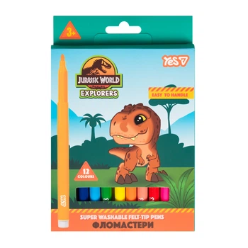 Фломастери Yes Jurassic World super washable 12 кольорів (650621)