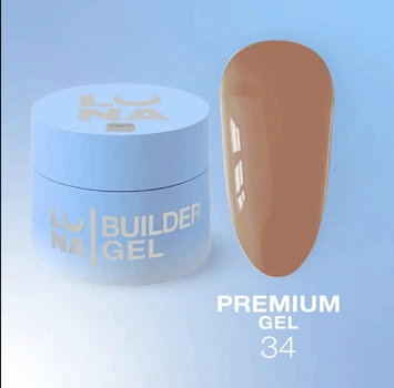 Гель LUNAMoon Premium Gel №34 - на 15 мл для укрепления, выравнивания и наращивания ногтей