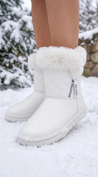 Сапоги женские No brand С508 зимние белые 38 24 см