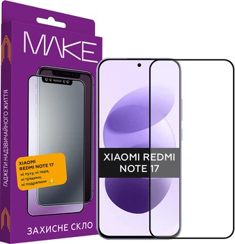 Защитное стекло для смартфона MAKE Xiaomi Redmi Note 17 Black (MGF-XRN17)