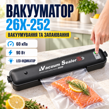 Вакуумний упаковник продуктів Vacuum Sealer S 26X-252 Чорний