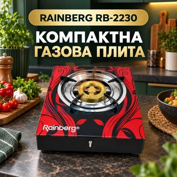 Газовая плита таганок горелка настольная на 1 конфорку для баллонного газа красная