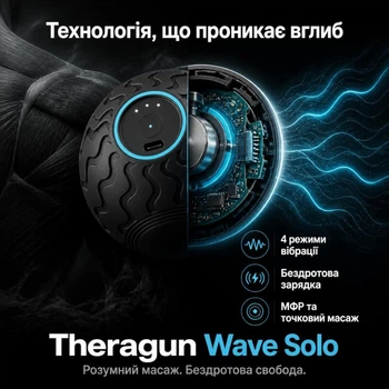 Розумний вібруючий масажний м'яч Theragun Wave Solo — бездротовий смарт-масажер для точкового масажу та МФР ( WAVESOLO-EU )